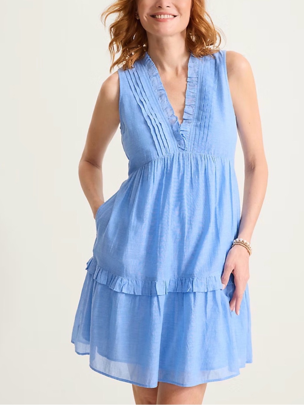 Tommy Bahama Cotton Voile Tiered Coverup Dress NWT Mountain Bluebell L